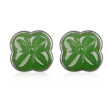 Natural Jade Earrings Nephrite Silver Earrings
