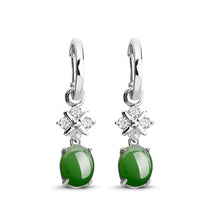 Natural Jade Earrings Nephrite Silver Earrings