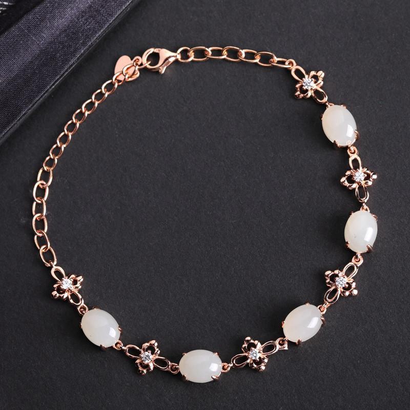Natural Jade Bracelet Nephrite Silver Bracelet