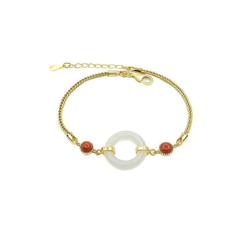 Jade Nephrite Agate Silver Jade Bracelet