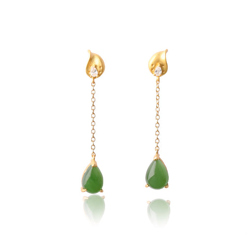 Natural Jade Earrings Nephrite Silver Earrings