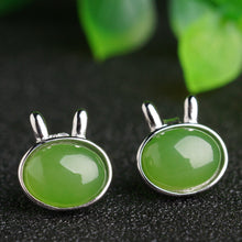Natural Jade Earrings Nephrite Silver Zircon Earrings