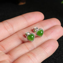 Natural jade earrings silver nephrite earrings wholesale