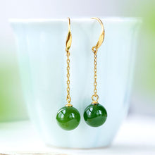 Natural Jade Earrings Nephrite Silver Earrings