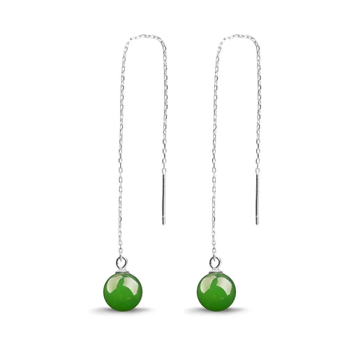Natural Jade Earrings Nephrite Silver Earrings