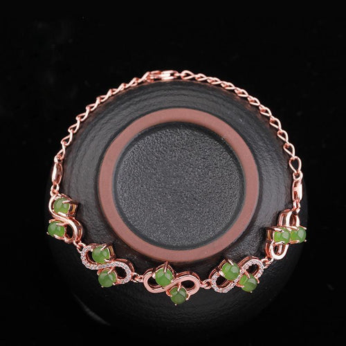 Natural Jade Bracelet Nephrite Silver Bracelet