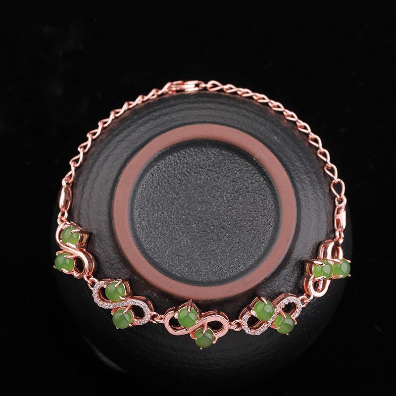 Natural Jade Bracelet Nephrite Silver Bracelet