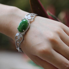 Natural Jade Bracelet Nephrite Silver Bracelet