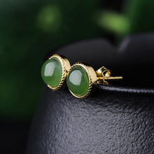 Natural Jade Earrings Nephrite Silver Earrings
