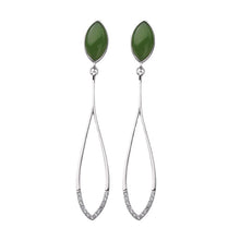 Natural Jade Earrings Nephrite Silver Zircon Earrings