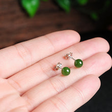 Natural jade earrings silver nephrite earrings wholesale