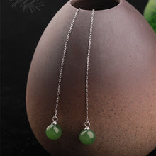 Natural Jade Earrings Nephrite Silver Earrings