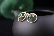 Natural Jade Earrings Nephrite Silver Earrings