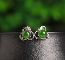Natural Jade Earrings Nephrite Silver Earrings