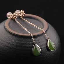 Natural Jade Earrings Nephrite Silver Earrings