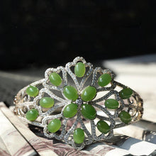 Natural Jade Bracelet Nephrite Silver Bracelet