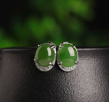Natural Jade Earrings Nephrite Silver Earrings
