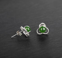 Natural Jade Earrings Nephrite Silver Earrings