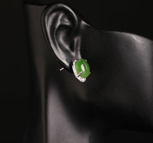 Natural Jade Earrings Nephrite Silver Earrings
