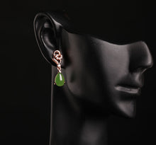 Natural Jade Earrings Nephrite Silver Zircon Earrings