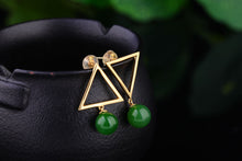 Natural Jade Earrings Nephrite Silver Earrings