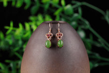 Natural Jade Earrings Nephrite Silver Zircon Earrings