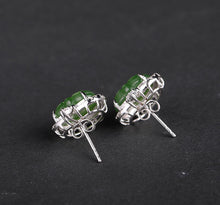 Natural Jade Earrings Nephrite Silver Zircon Ruyi Earrings