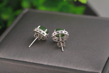 Natural Jade Earrings Nephrite Silver Zircon Earrings