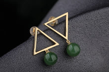 Natural Jade Earrings Nephrite Silver Earrings