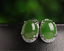 Natural Jade Earrings Nephrite Silver Earrings