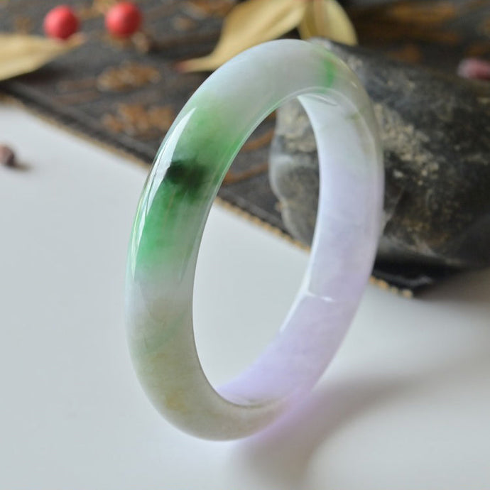 A Masterpiece of Nature: Lavender and Green Burmese Jadeite Bangle