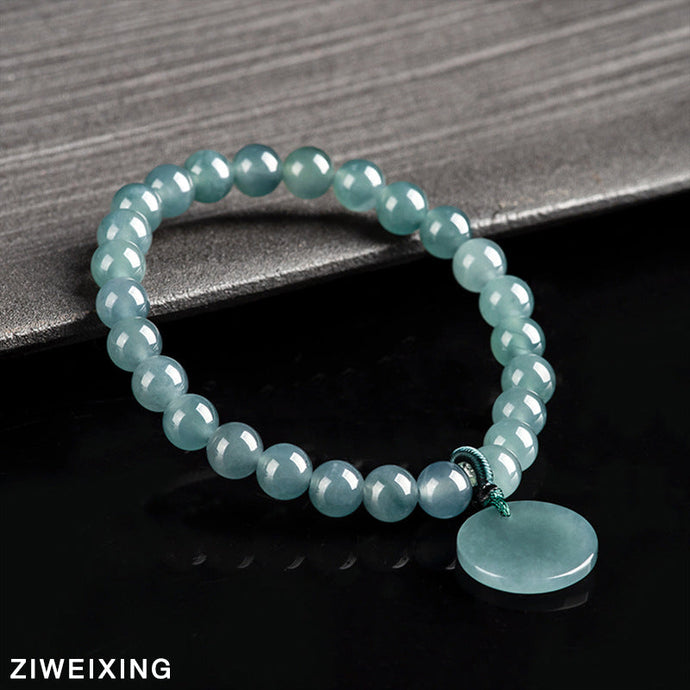 The Perfect Harmony: Beads and Pendant in a Blue Jadeite Design