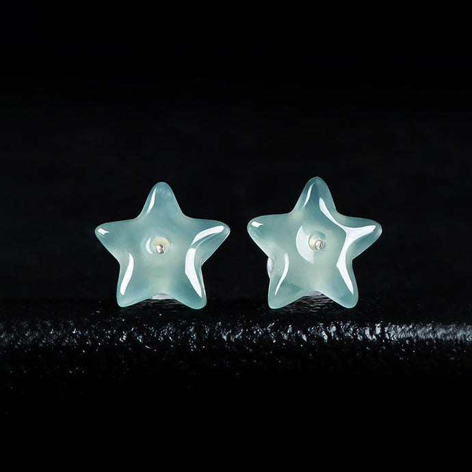 Beauty of Natural Star-Shaped Jadeite Earrings