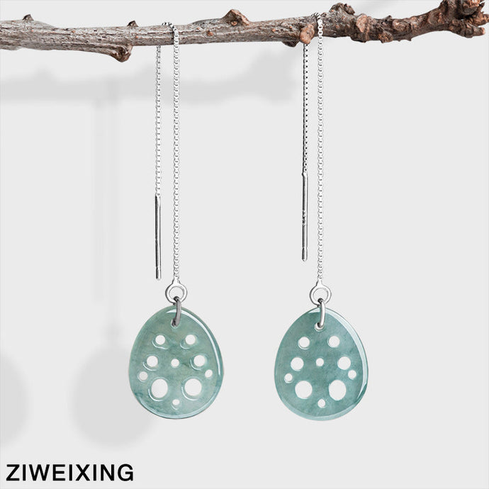 Jade Earrings Reimagined: Delicate Silver Chains Meet Authentic Type A Jadeite