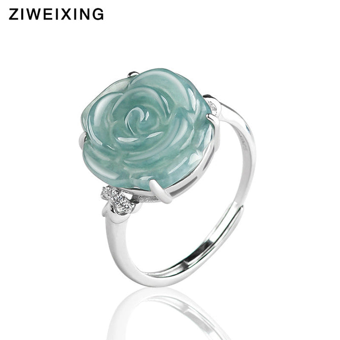A Bloom of Jade: Discover the Adjustable Silver Flower Ring