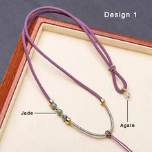 Natural Jade Beaded Cord Chain Jadeite Bead For Necklace Pendant