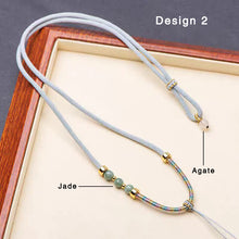 Natural Jade Beaded Cord Chain Jadeite Bead For Necklace Pendant