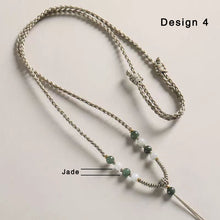 Natural Jade Beaded Cord Chain Jadeite Bead For Necklace Pendant