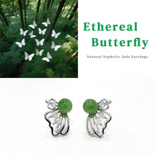 【Ethereal Butterfly】Natural Jade Earrings Nephrite Silver Earrings
