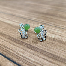 【Ethereal Butterfly】Natural Jade Earrings Nephrite Silver Earrings