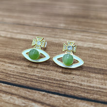 【Green Saturn】Natural Jade Earrings Nephrite Silver Earrings