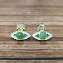 【Green Saturn】Natural Jade Earrings Nephrite Silver Earrings