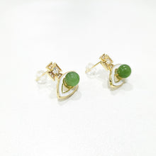 【Green Saturn】Natural Jade Earrings Nephrite Silver Earrings