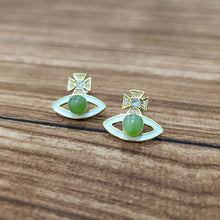 【Green Saturn】Natural Jade Earrings Nephrite Silver Earrings