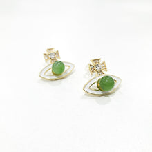 【Green Saturn】Natural Jade Earrings Nephrite Silver Earrings