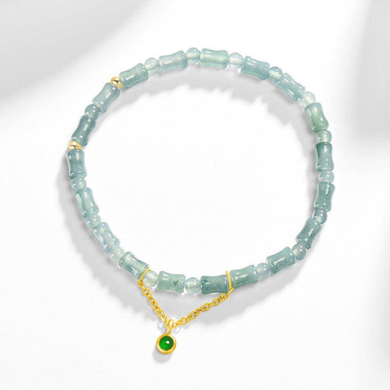 Natural Jade Bracelet Bamboo Silver Jadeite Bracelet