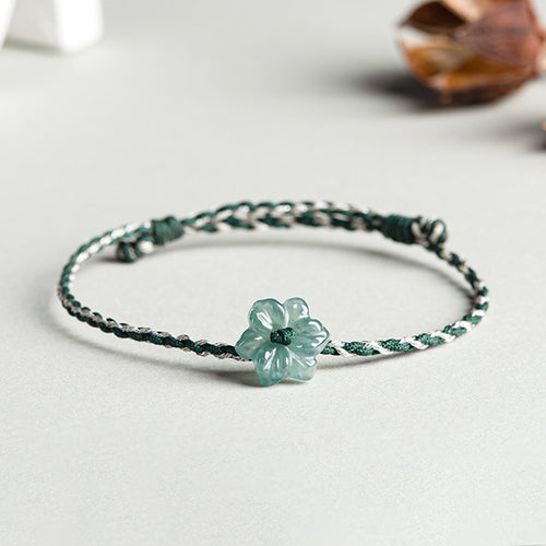 Natural Jade Bracelet Flower Jadeite Bracelet