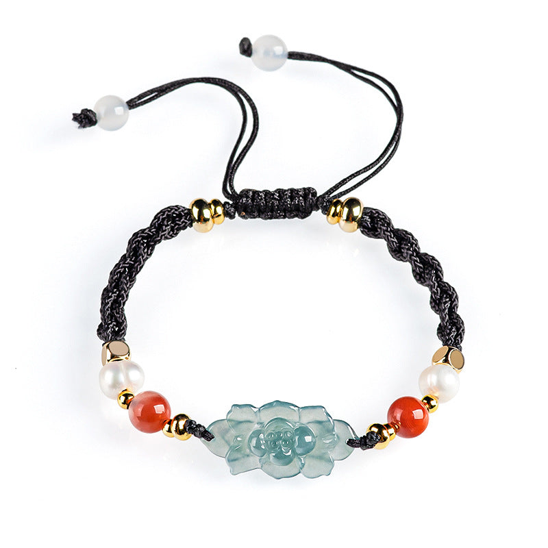 Natural Jade Bracelet Flower Jadeite Bracelet
