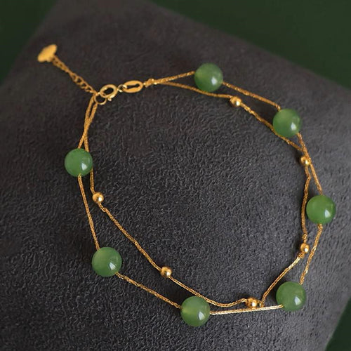 Natural Jade Bracelet Gold Nephrite Bracelet