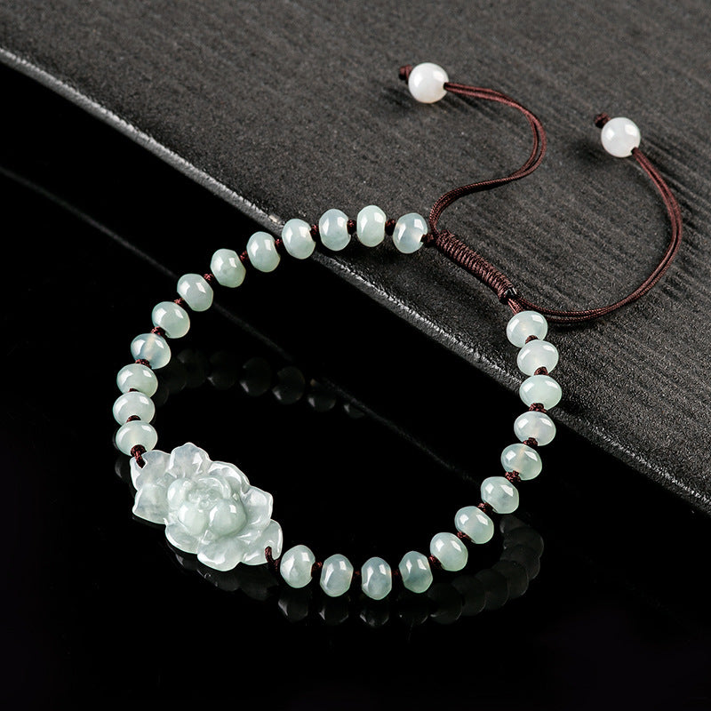 Natural Jade Bracelet Lotus Jadeite Bracelet